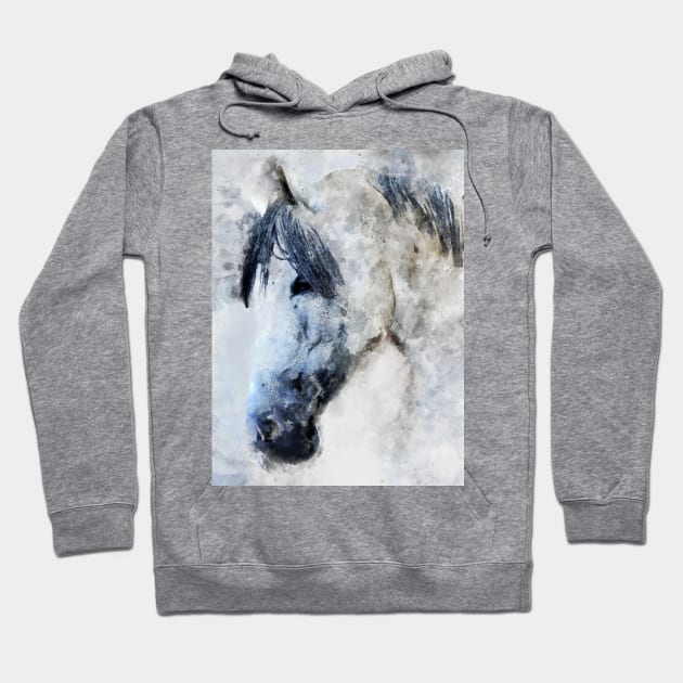 Dramabite Horse watercolor equine animal rider riding pony Hoodie by dramabite